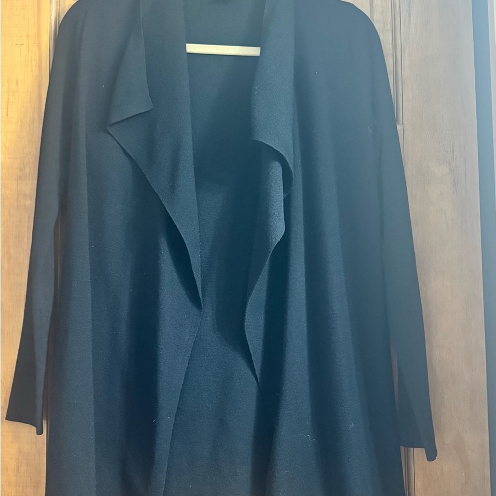 Theory Stretch Open Front Wool Cardigan/Sweater, Black - Picture 6 of 15